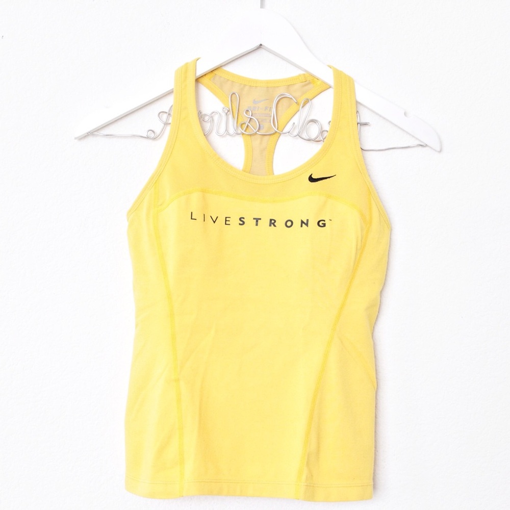 Nike Dri-Fit Yellow Mesh Panel Workout Tank Top